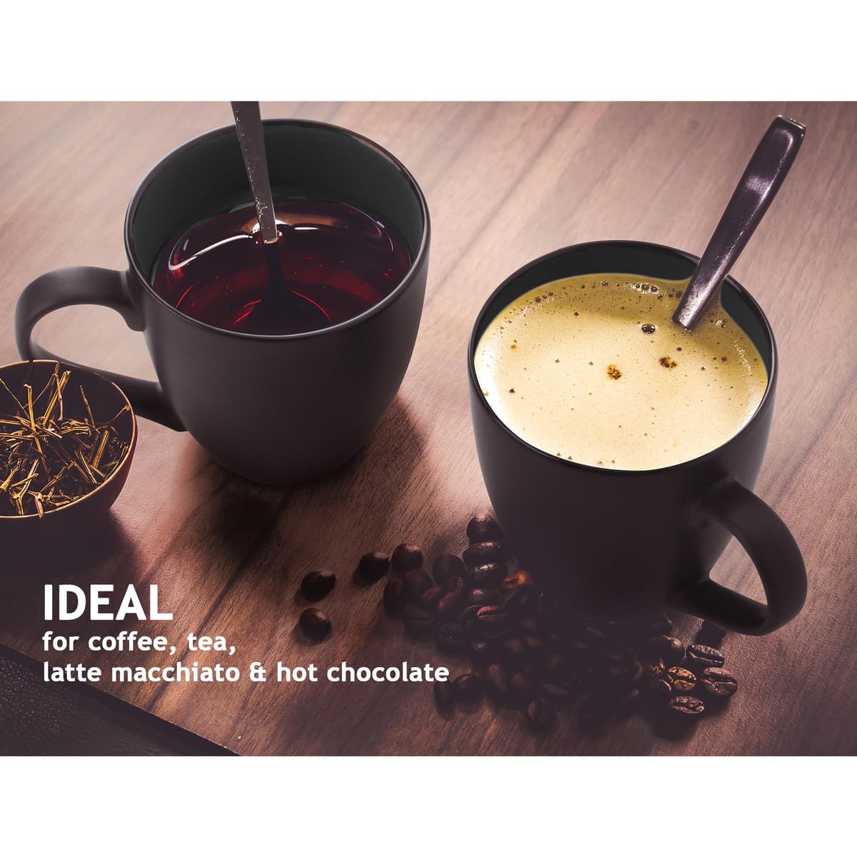 MIAMIO - 6 x 350 ml Juego de Taza de Café/Copa de desayuno - Le Papillon Colección (Negro) — view 2