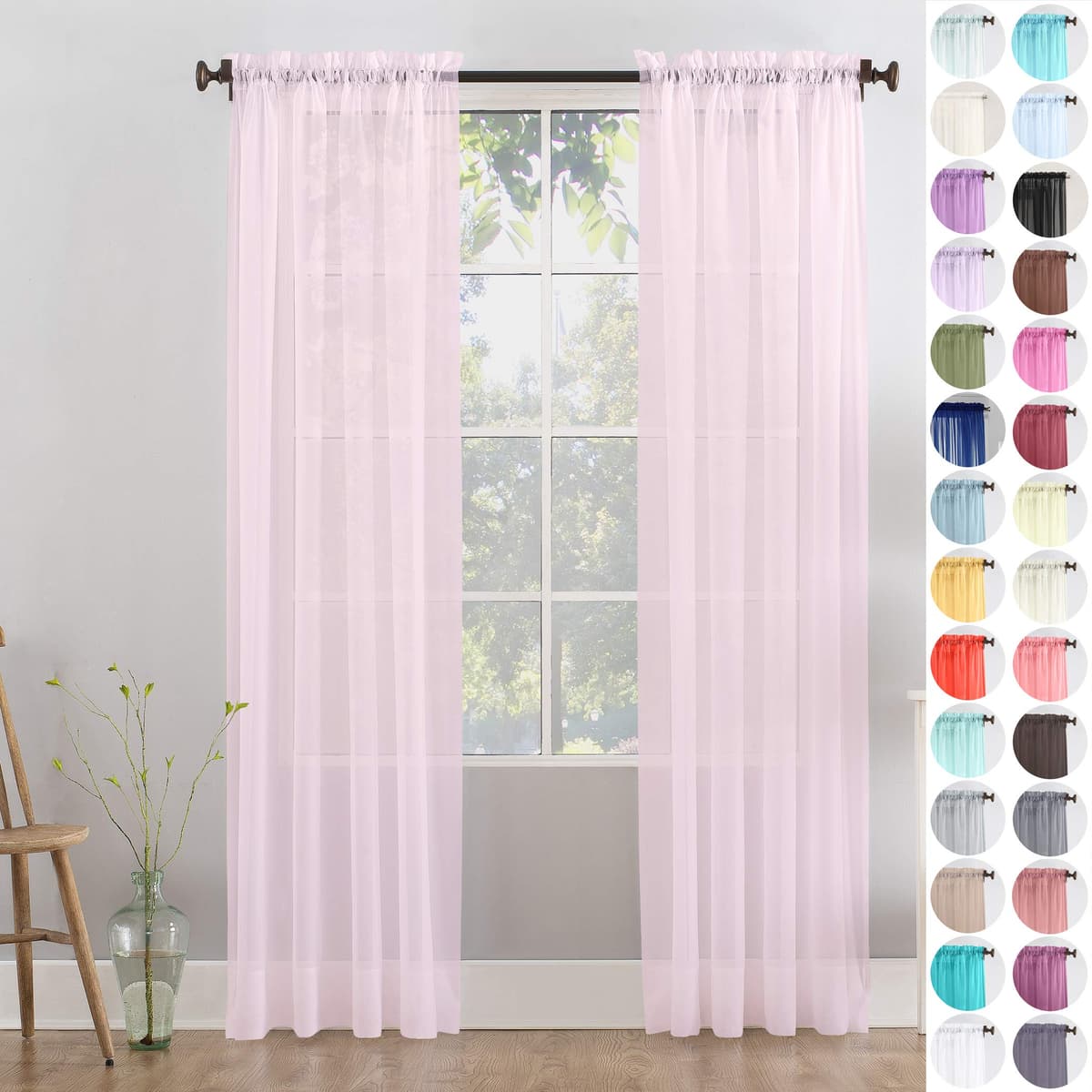 Megachest a pair of slot top voile curtains (Pure White, 56" wideX81 drop 2 Panels) — view 48