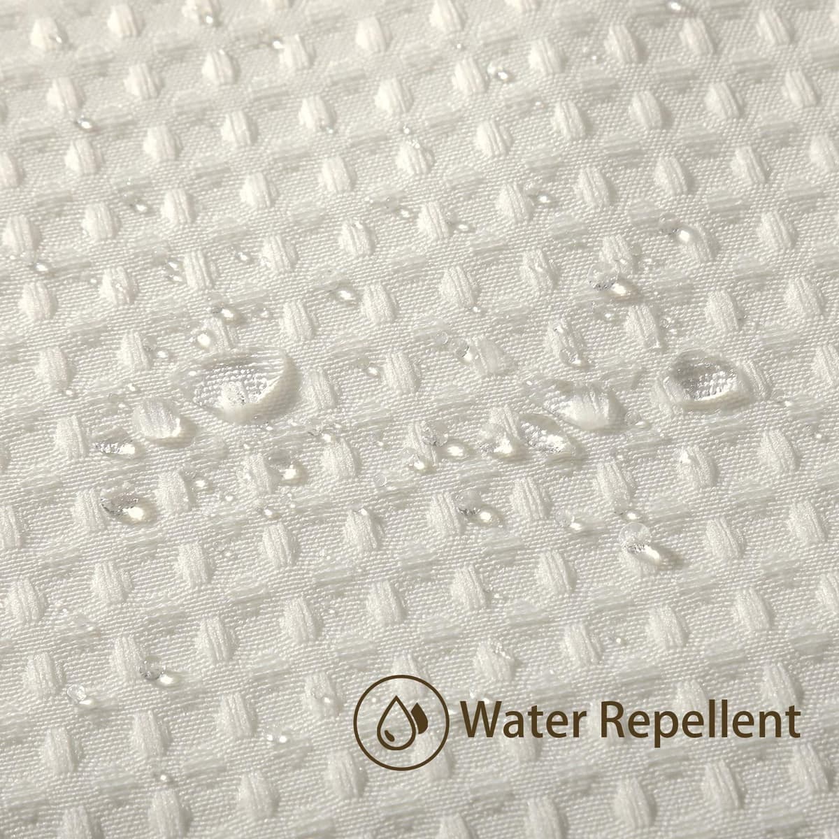Cortina de Ducha para Baño con Ganchos de Metal Cortina de Ducha de Tela Waffle Cortina de Baño Resistente para Cabina de Ducha de Bañera, Resistente al Agua - 92 x 182cm (Crema) — view 3