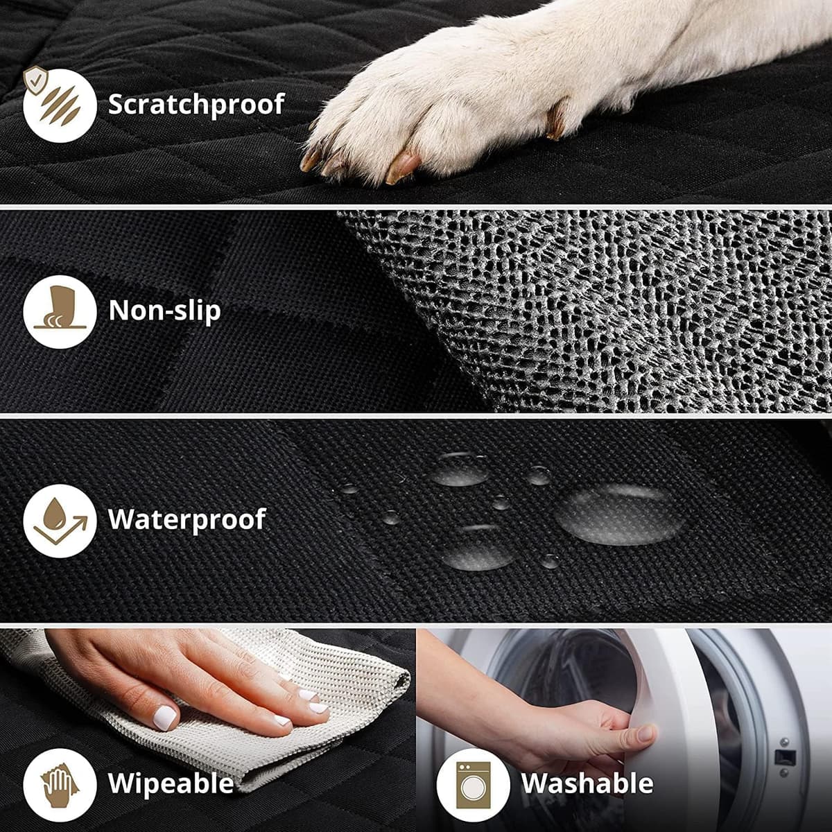 AMZPET Dog Car Seat Cover (Universal: 133cm) - Waterproof, Non-slip & Scratch-Proof - Not Isofix Compatible — view 4