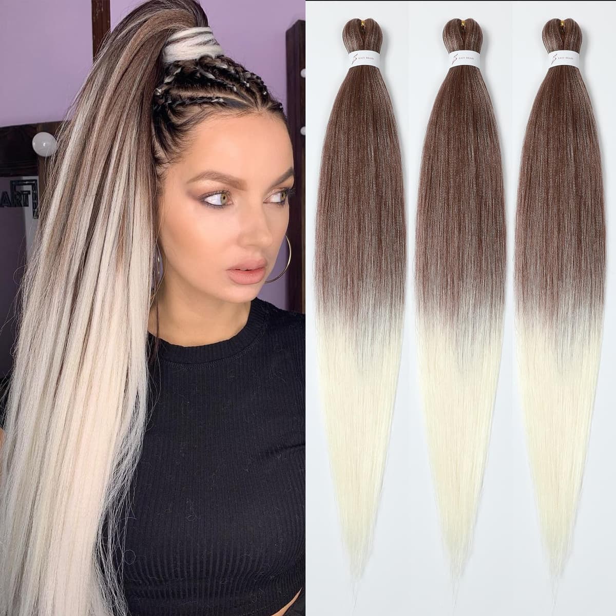 YDDM Capelli Per Treccine Africane Azul Extension Treccine Texture Yaki Easy Install per Principianti 26 Pollici 3 Pezzi Capelli Leggeri e Naturali per Box Braids, Twist e Crochet — view 8