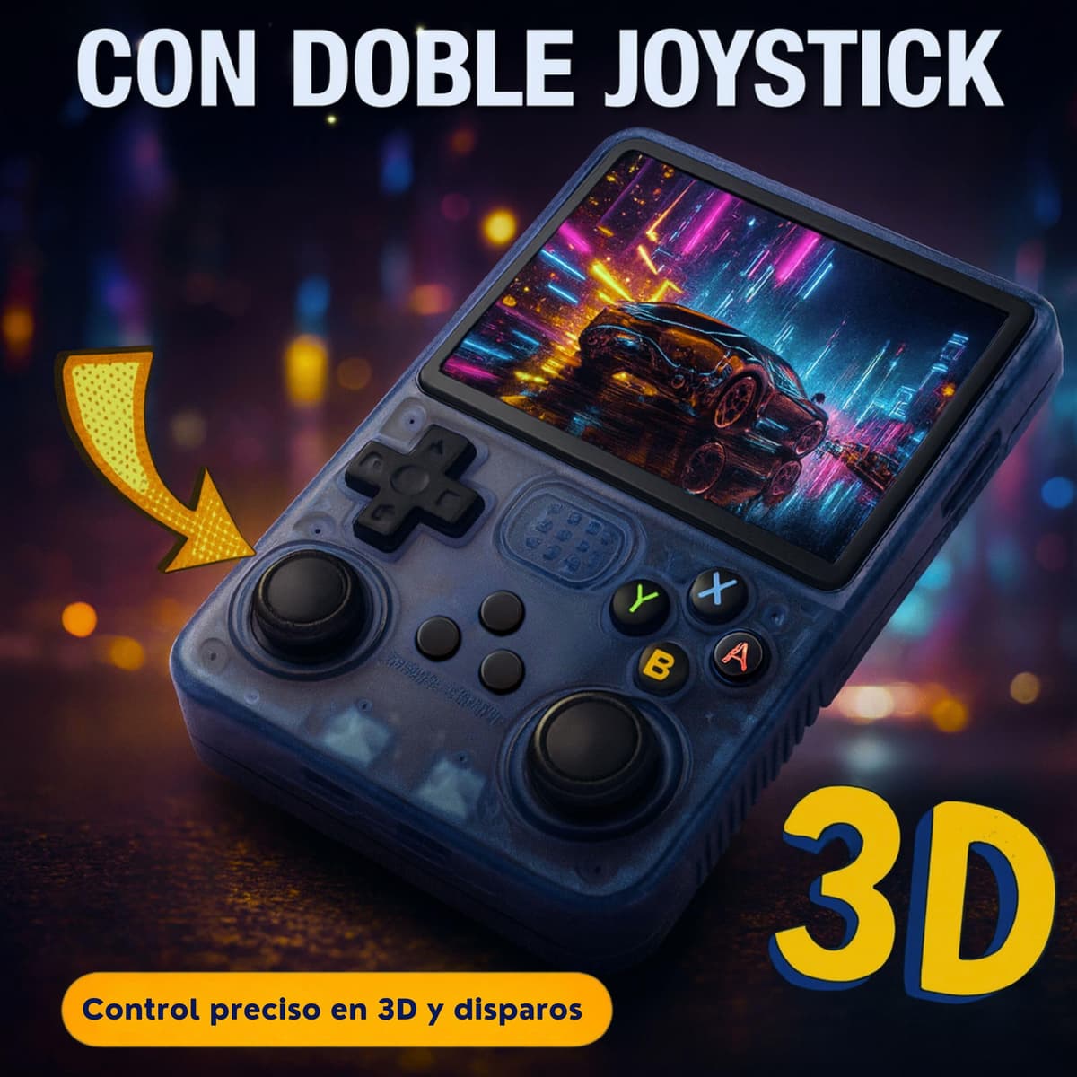Consola Retro Portatil con 20.000 Juegos - Versión 2025- Mini Consola Arcade - Juegos de PS1, PSP, N64, NDS, SuperN, GameB, GBA, NeoG, etc. - Pantall HD 3.5' 640 * 480 - Rechace Imitaciones (Azul) — view 4