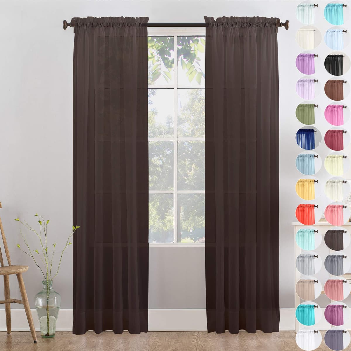 Megachest a pair of slot top voile curtains (Pure White, 56" wideX81 drop 2 Panels) — view 44