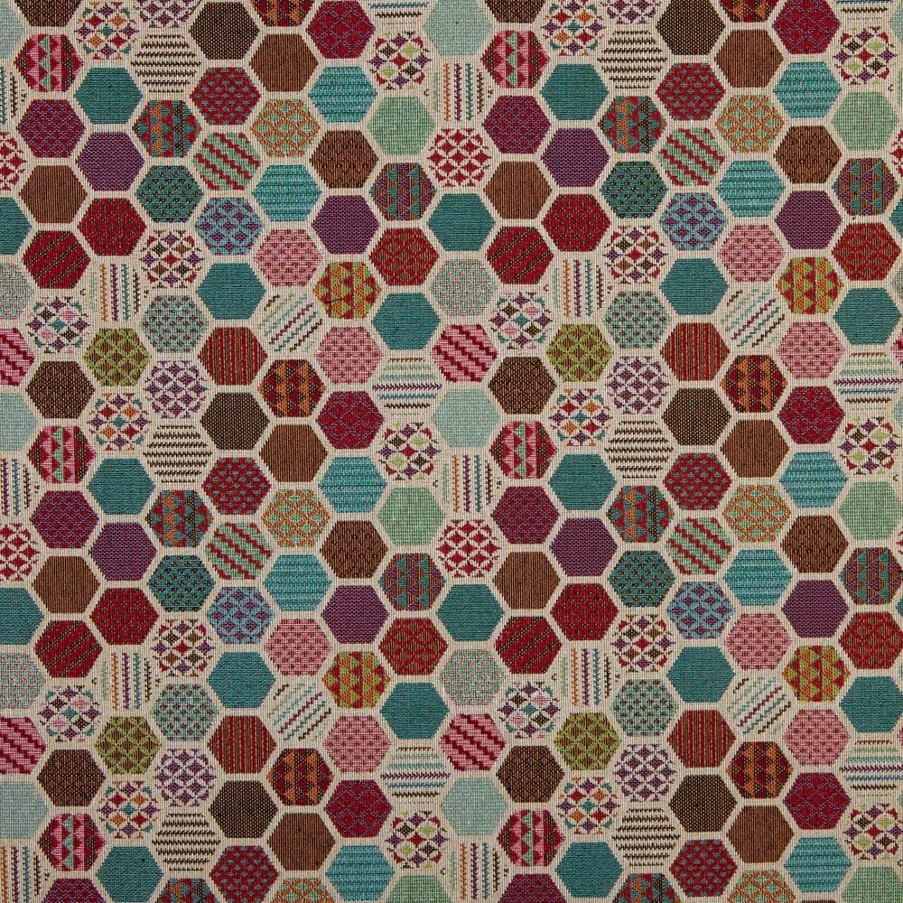 Kt KILOtela - Tela Tapicería, Jacquard Gobelino, Tapizar Sillas, Cojines, Cabecero, Sofá, Bolsos, Resistente al Desgaste, Costura, 100 cm Largo x 280 cm Ancho, Geométrico, Multicolor, 1 metro — view 13