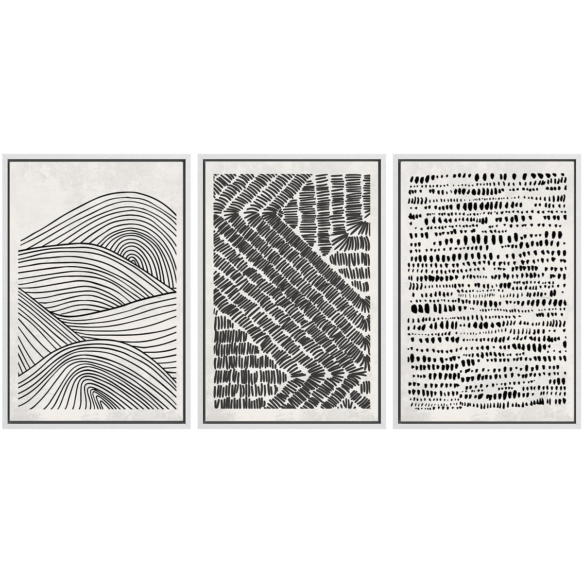 SIGNWIN Framed Canvas Print Wall Art Set Blue White Grunge Geometric Pattern Abstract Shapes Cozy Neutral Decorative Contemporary Minimal for Living Room, Bedroom, Office - 24"x36"x3 Natural — view 30