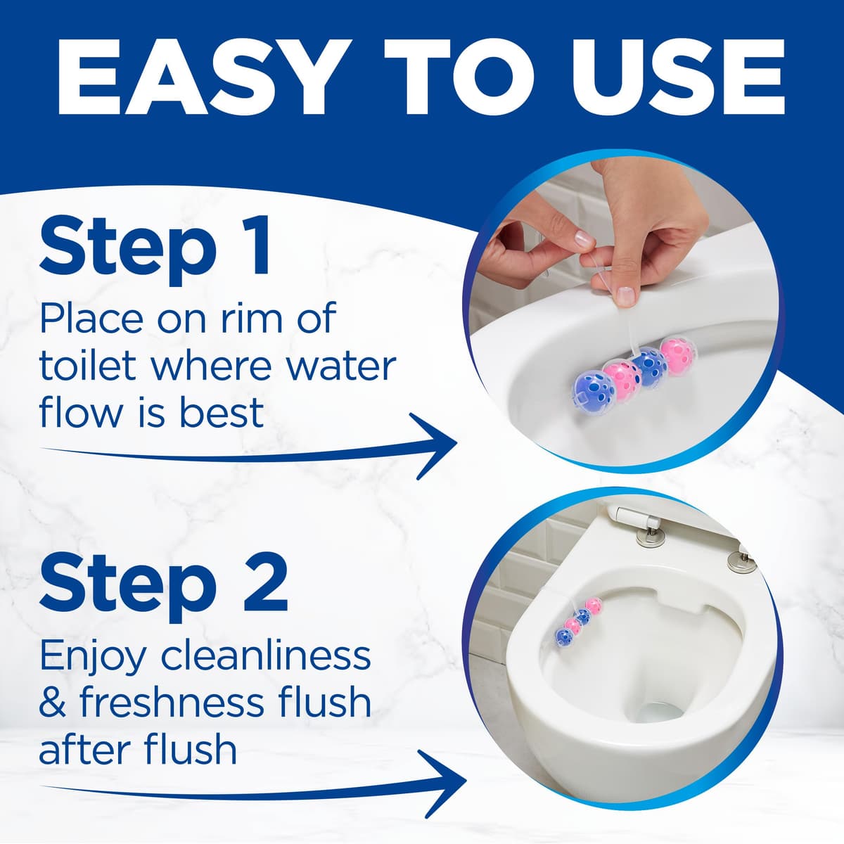 Bloo Power Active Toilet Rim Block Fresh Flowers, with Anti-Limescale, Cleaning Foam, Dirt Protection and Extra Freshness - Pack of 3 Rimblocks — view 5