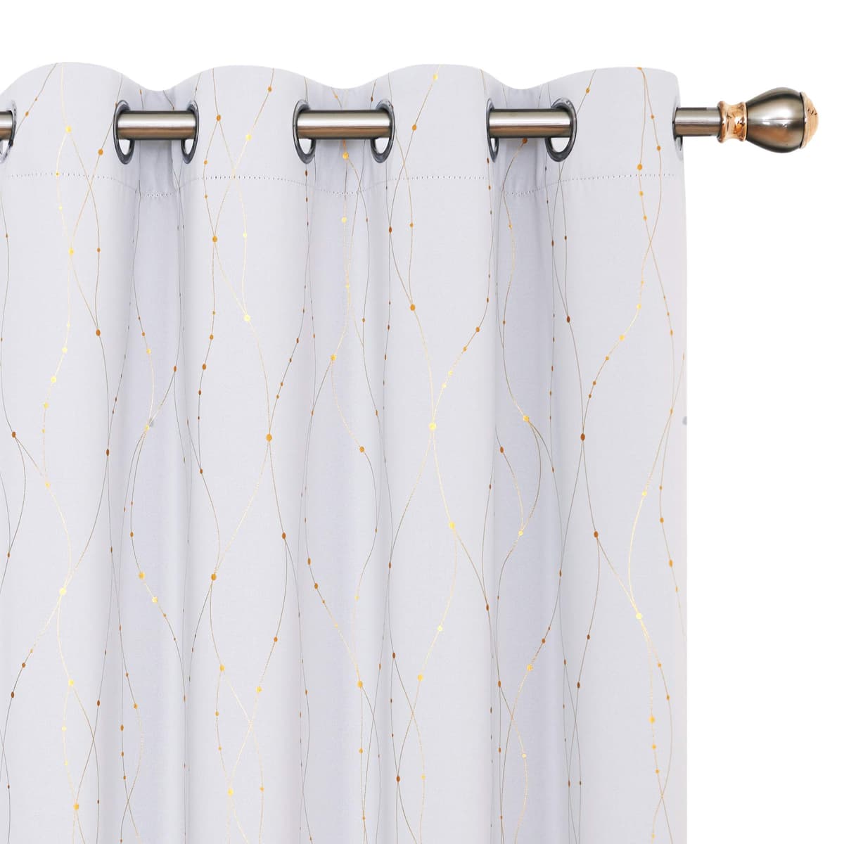 Deconovo Soft Dotted Line Foil Printed Blackout Curtains Thermal Insulated Curtains Eyelet Energy Efficiency Room Darkening Curtains for Bedroom 52 x 72 Inch Light Grey 2 Panels — view 65