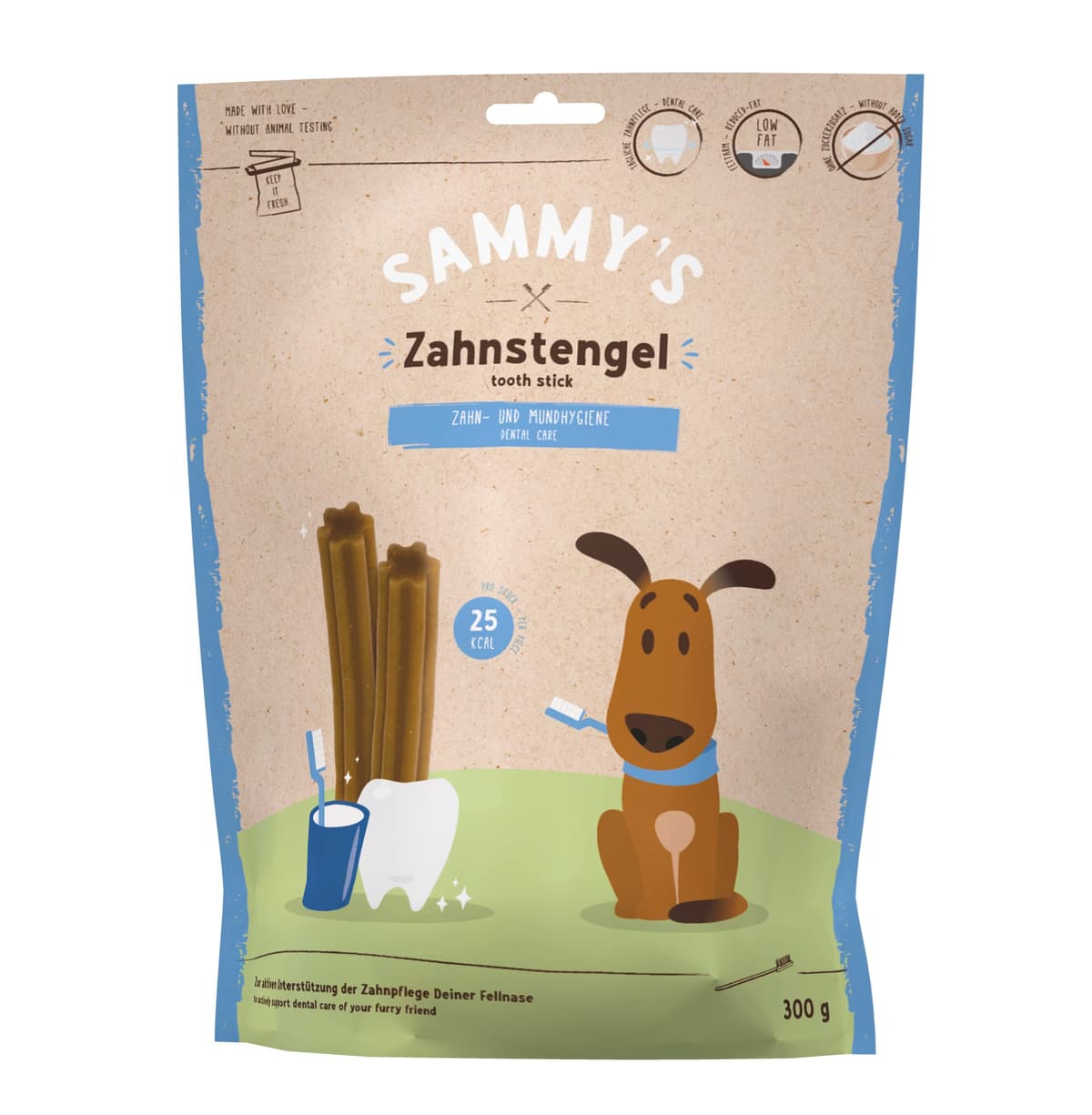 Sammy's Dog Snack Chew Bar for Active Dental Care Support, 1 x 300 g