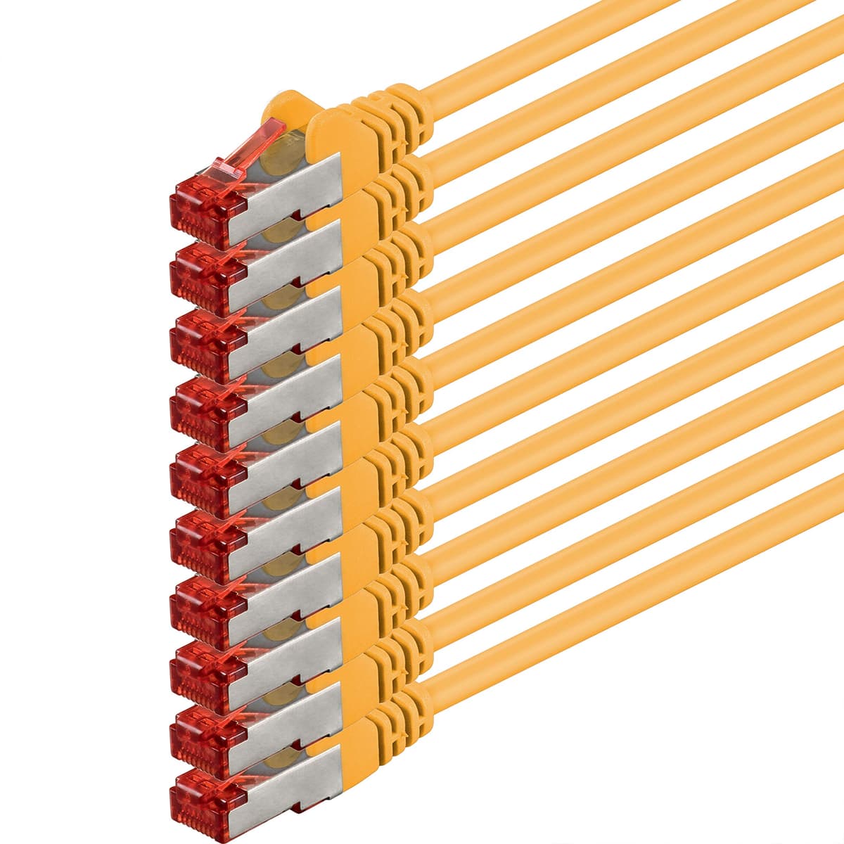1aTTack - Cable de red SFTP PIMF con 2 conectores RJ45 de doble apantallamiento CAT 6 0 amarillo - 10 unidades 0,5m — view 193