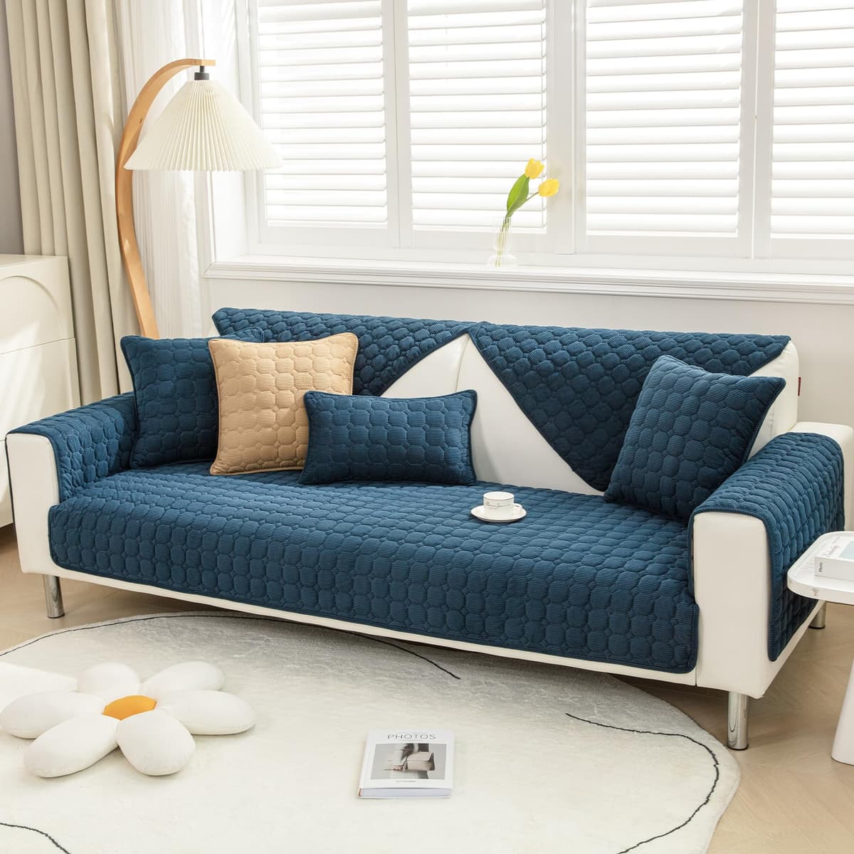 SHANNA Thick Rabbit Plush Sofa Cover 1 2 3 Seater, New Universal Non-Slip Corner Sofa Cover L Shape Super Soft Faux Fur Sofa Slipcovers for Living Room(Grey, 70 * 180cm Seater Cover) — view 28