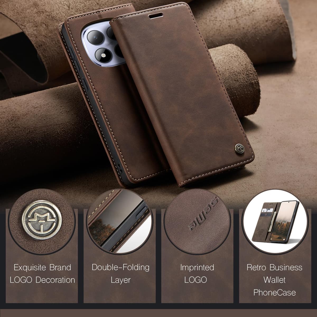 for Xiaomi Redmi Note 15 Pro 5G Case, Wallet Case Flip Leather with Card Holder Magnetic Closure Shockproof Kickstand Protective Phone Cases Cover for Redmi Note 15 Pro 5G, Coffee — view 8