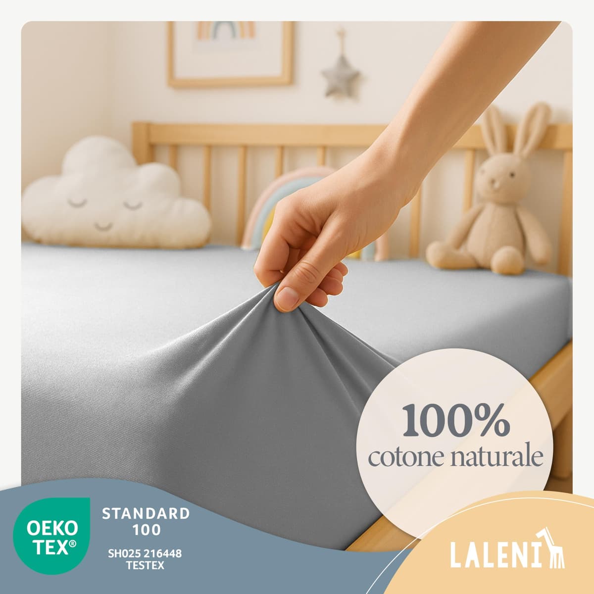 Laleni Sabana Bajera 60to70x120to140x15cm Oeko-Tex - sabanaja Bajera 100% Algodon para Cama de Infantil Set de 2-Ropa de Cama Infantil - para Cuna Bebe Color Moonlight Grey - Gris — view 3