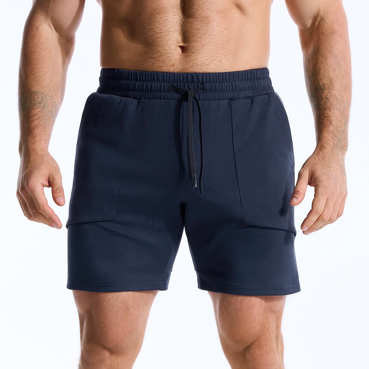 ZENWILL FlotaBols Pantalones Cortos Deporte Cremallera Hombre Pantalón Corto Gym Transpirable,Shorts Elástica Algodón Running — view 6