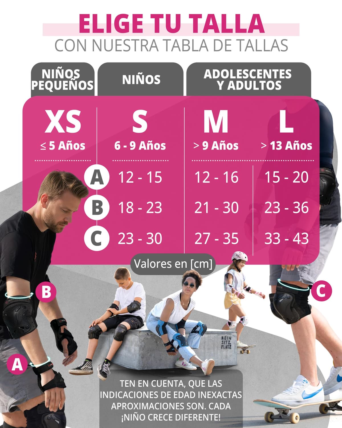 SKATEWIZ Protecciones Patines Niña, Niño e Adulto [6 piezas] Rodilleras y Coderas Niño Patinaje, Patines, Rodilleras Para Niños - Marca Alemana — view 5