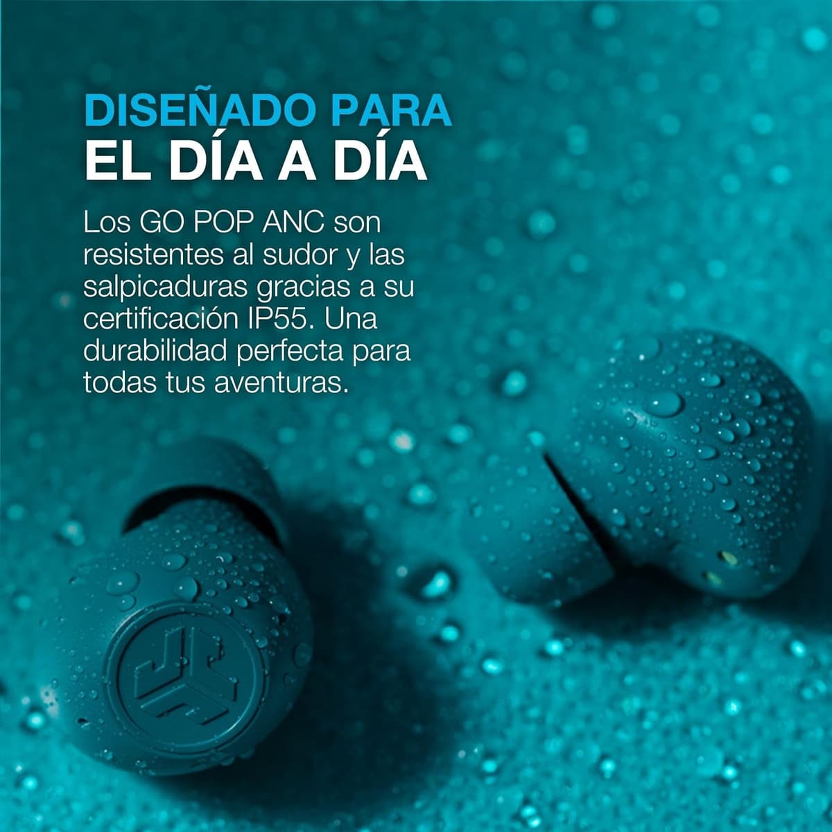 JLab Go Pop ANC Auriculares Bluetooth ANC, 24+ h de autonomía, IP55 Resistentes al Sudor, micrófono, Llamadas claras y conexión multipunto, Negro — view 6