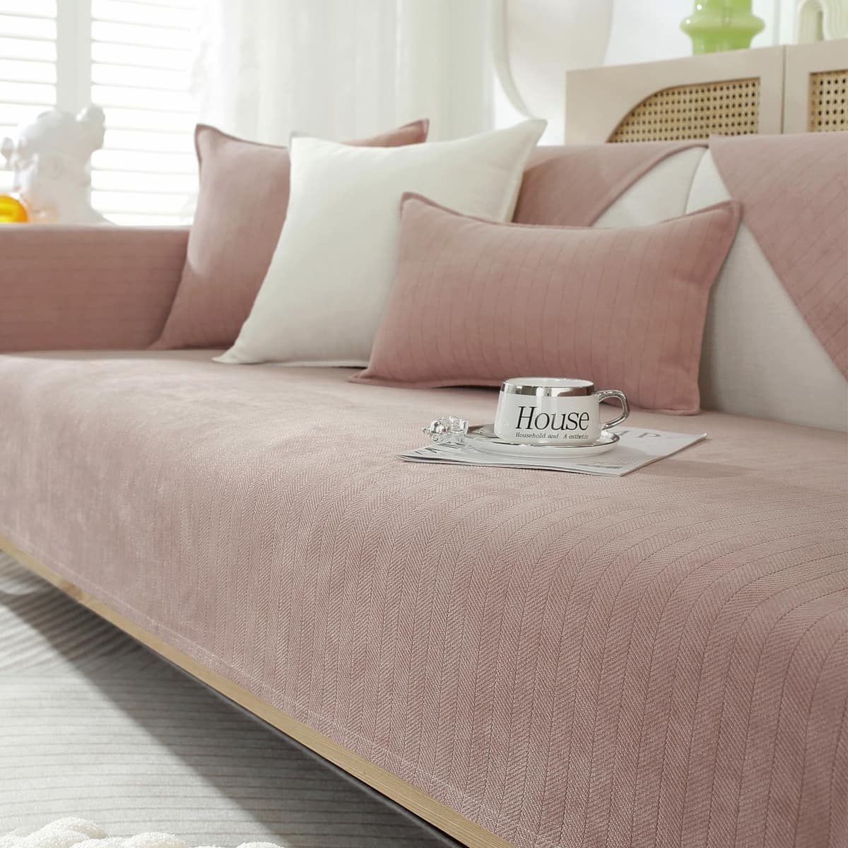 Soft Flannel Sofa Covers Washable - New Sofa Cushion Covers, Non-Slip Sofa Cover 1 2 3 Seater Couch Covers for Sectional Sofa, Sofa Slipcovers L Shape Furniture Protector (Light Coffee, 70x180cm) — view 5