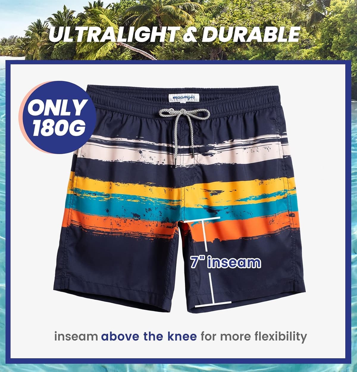 maamgic Mens Swim Trunks Quick Dry Swim Shorts with Mesh Lining Funny Swimwear Bathing Suits 7inch — view 5