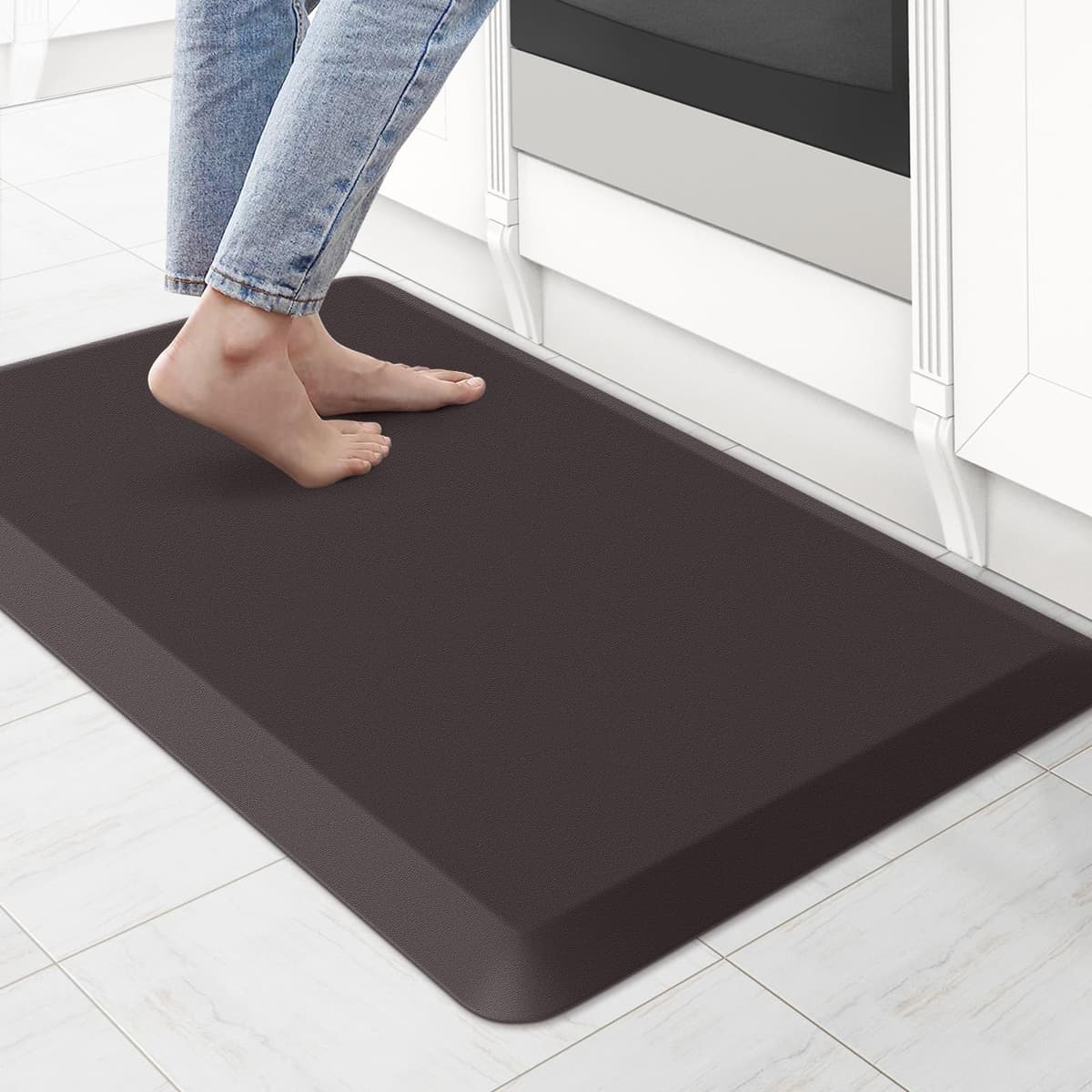 KitchenClouds Kitchen Mat Cushioned Anti Fatigue Rug 17.3"x28" Water Resistant Non Slip Standing Desk Mat Comfort Floor Mats for Kitchen House Sink Office (Khaki) — view 9