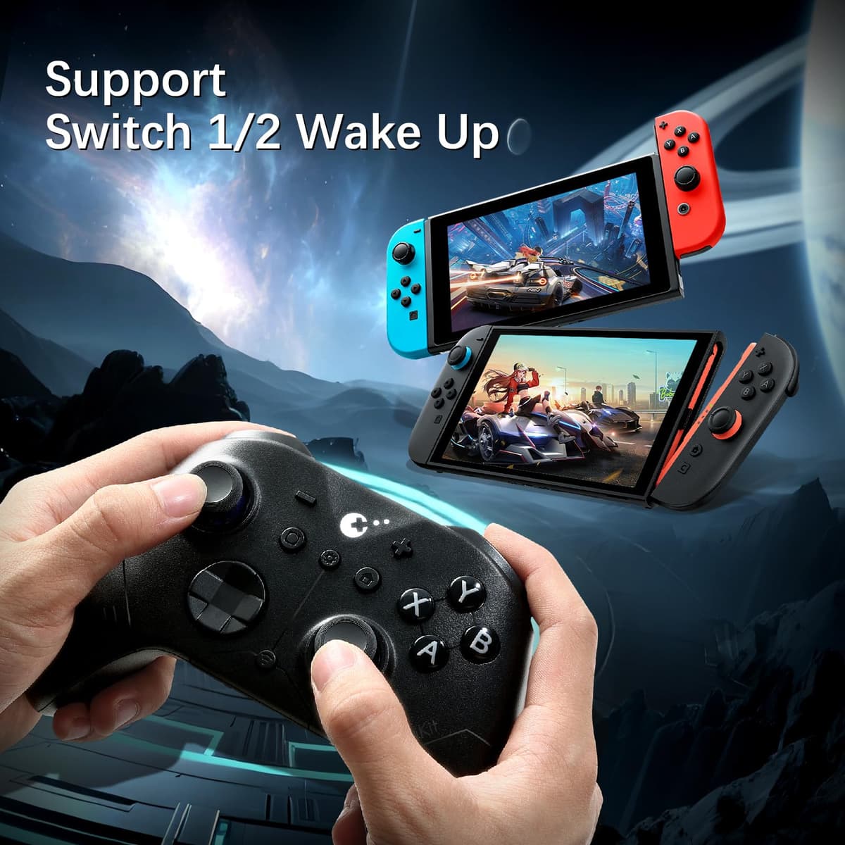 AKNES GuliKit ES PRO Wireless PC Gaming Controller for Switch 1/2, Windows/Android/Mac/Steam Deck with 3.25ms Low Latency, Magnetic TMR Joysticks, Switch1/2 Wake-Up, Tactile Switch D-pad(Black) — view 5