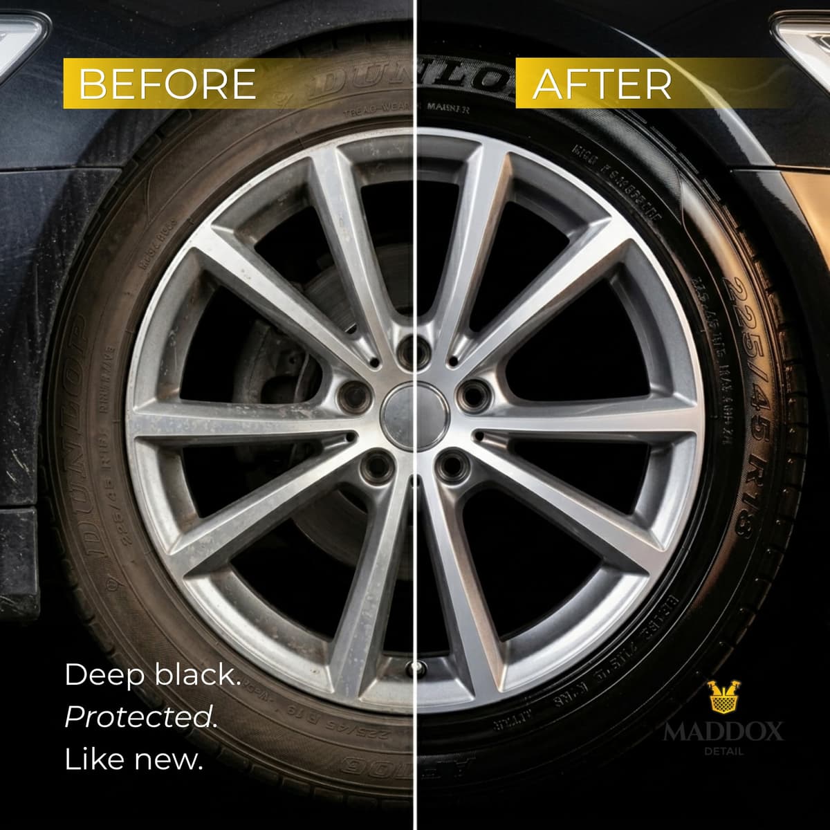 Maddox Detail | Abrillantador de Neumáticos y Plásticos | Restaurador de Gomas Coche | Hidratador de Gomas de Exterior | Protege y Brilla | Abrillantador Plasticos Coche | Tire Detailer 500 ml — view 3