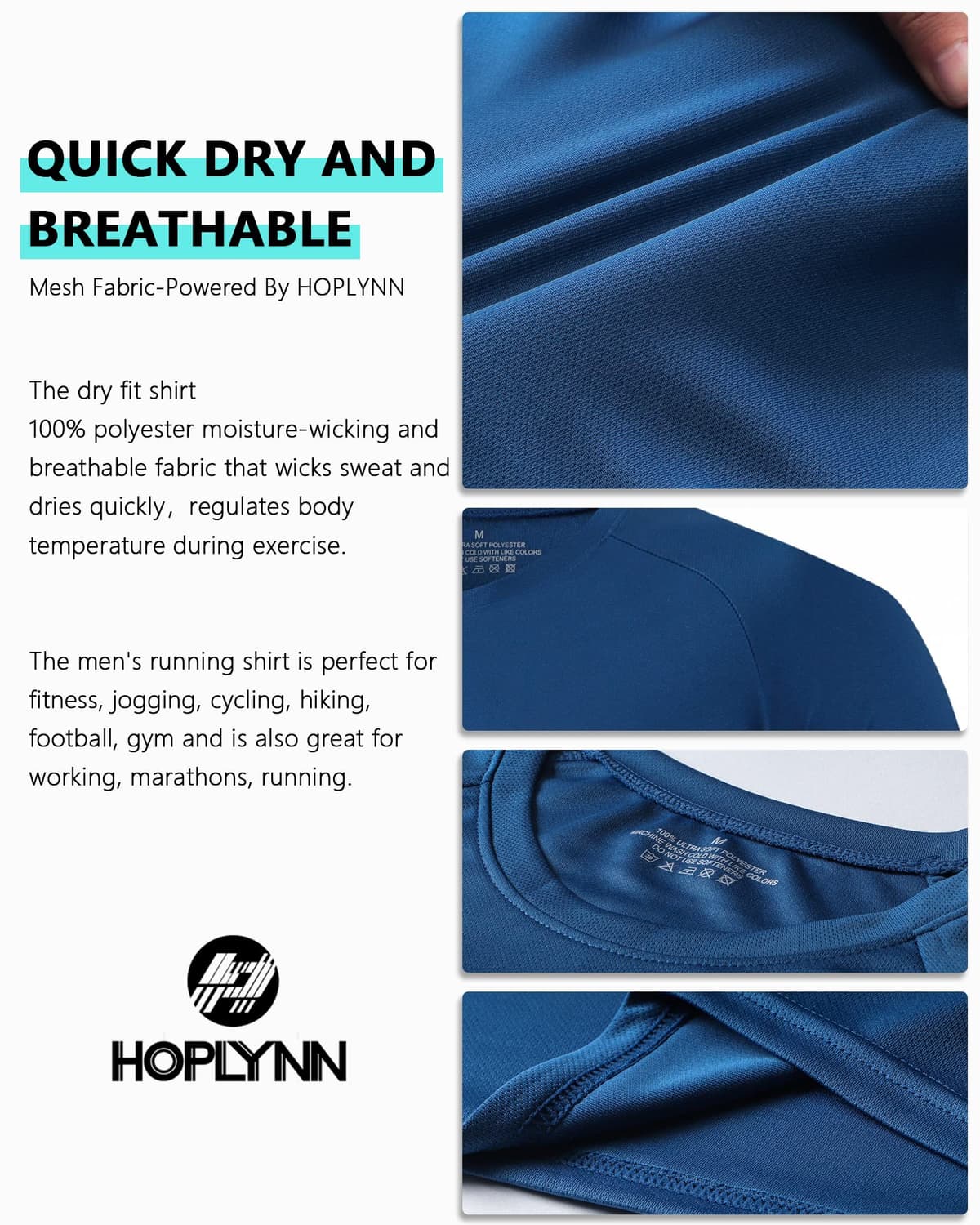 HOPLYNN 3/5 Pack Running Shirts Men Sport Tops Dry Fit Gym Wicking Athletic T Shirts Breathable Cool Workout Shirts — view 7