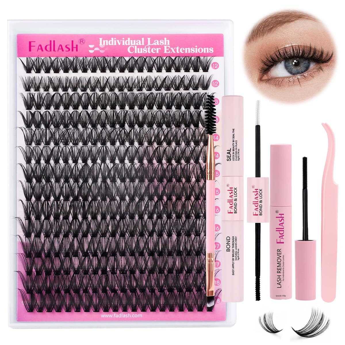 FADLASH 280pcs Extensiones Pestañas Postizas Individuales 40D Cluster Lashes 0.07mm Rizo D Mix 8-16mm Volumen Ruso Pestañas Racimo — view 81