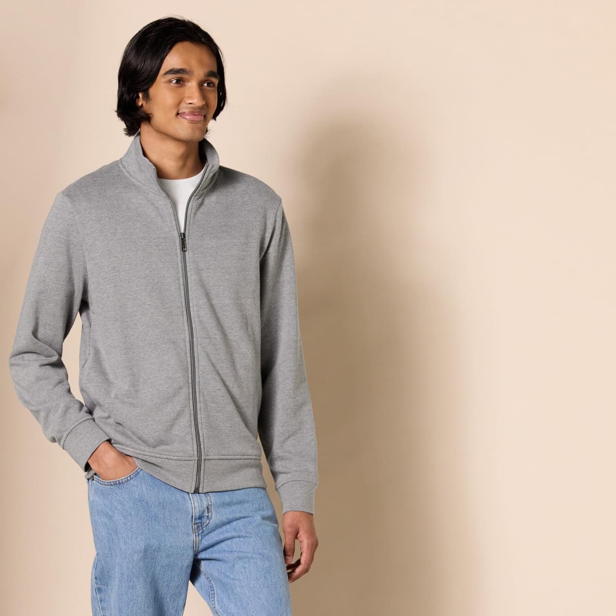 Amazon Essentials Sudadera Ligera de Felpa con Cremallera Completa y Cuello Perkins Hombre — view 3