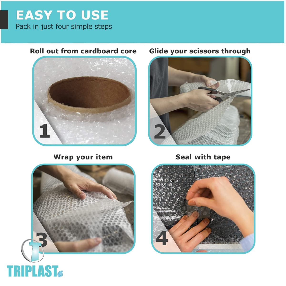 Triplast Large Roll of Bubble Wrap 500mm x 100m – Air Bubbles Packaging for House Moving & Packing Storage Boxes — view 7