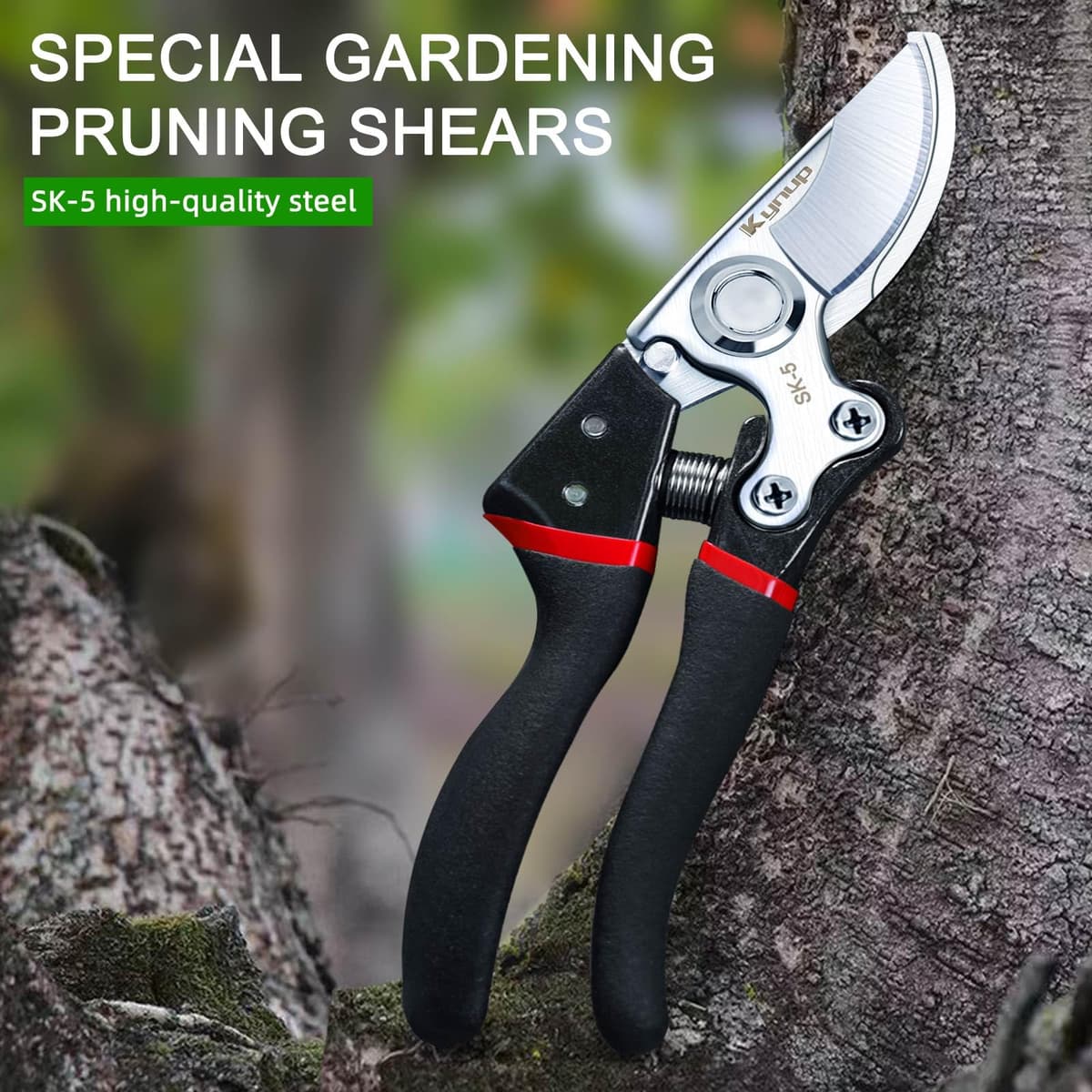 Kynup Garden Secateurs - SK-5 Steel Gardening Shears with Ergonomic Anti-Slip Handle, Gardening Pruning Scissors, Bypass Pruning Secateurs for Trimming & Hedge Shears Cutting - Garden Tools - Black — view 7