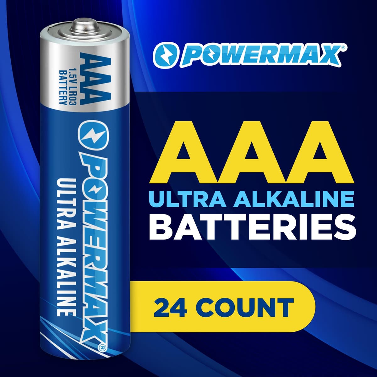 Powermax 24-Count Triple AAA Batteries, Ultra Long Lasting Alkaline Battery for Home and Office, 10-Year Shelf Life, Reclosable Packaging — view 2