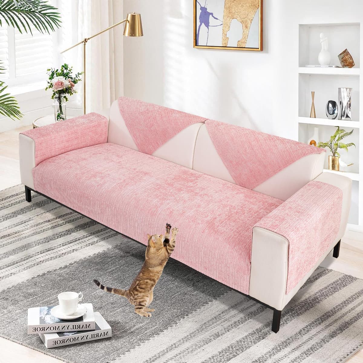 SHANNA Thick Rabbit Plush Sofa Cover 1 2 3 Seater, New Universal Non-Slip Corner Sofa Cover L Shape Super Soft Faux Fur Sofa Slipcovers for Living Room(Grey, 70 * 180cm Seater Cover) — view 33