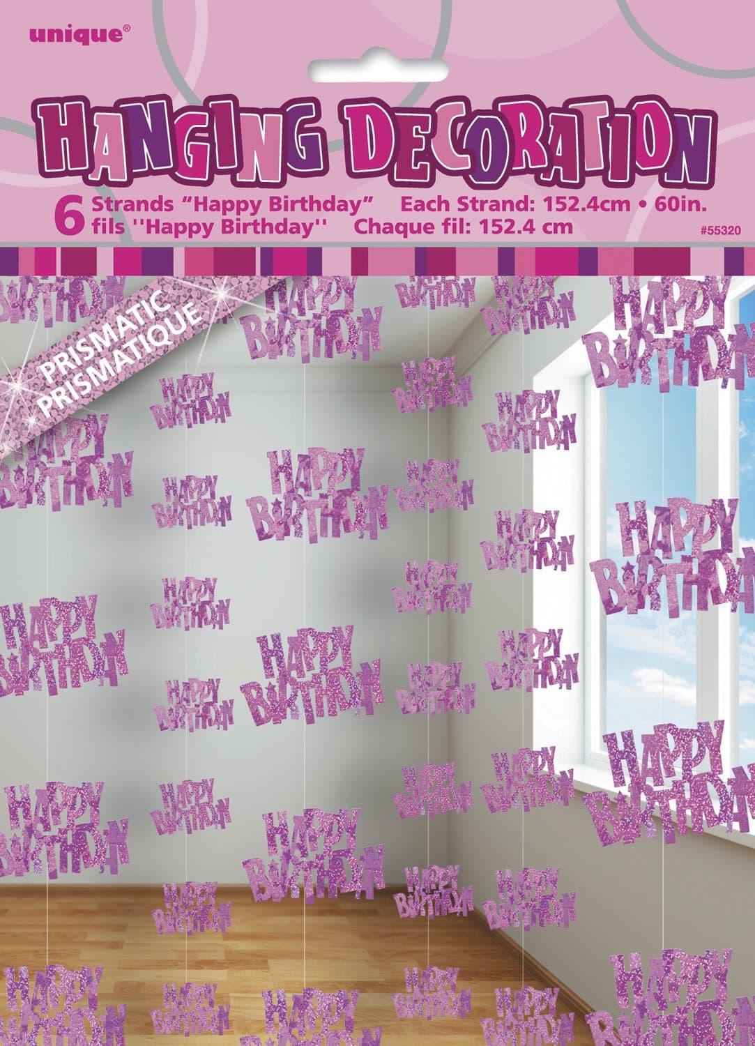 Unique Party 92068 - 9ft Foil Glitz Pink Happy 80th Birthday Banner — view 87
