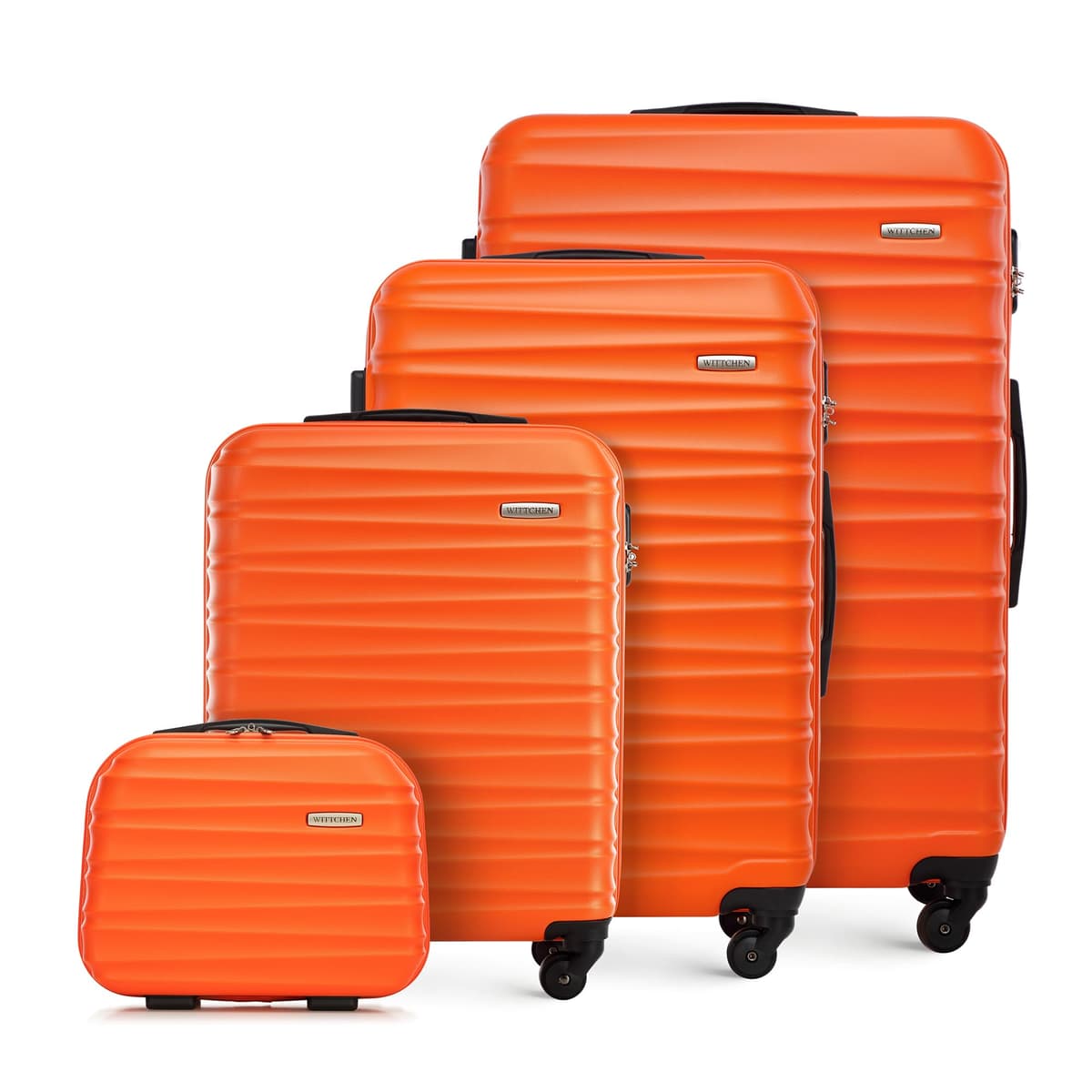 WITTCHEN Maleta Grande Trolley ABS rígido para facturación con 4 Ruedas giratorias Cerradura de combinación asa telescópica Groove Line Negro Ryanair/Vueling/Iberia/easyJet/Iberia Express — view 33