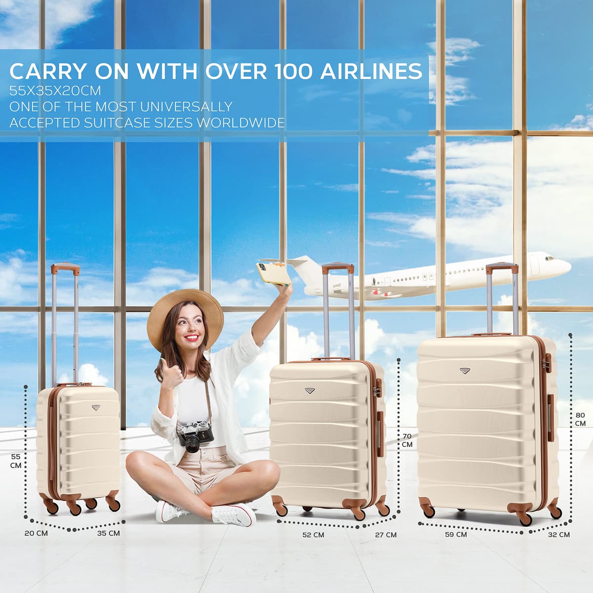Flight Knight Lightweight 4 Wheel ABS Hard Case Extra Large Suitcase Approved for Over 100 Airlines Including easyJet, British Airways, Ryanair, Jet2, Emirates & Many More - Check-in Large Size 29" — view 2