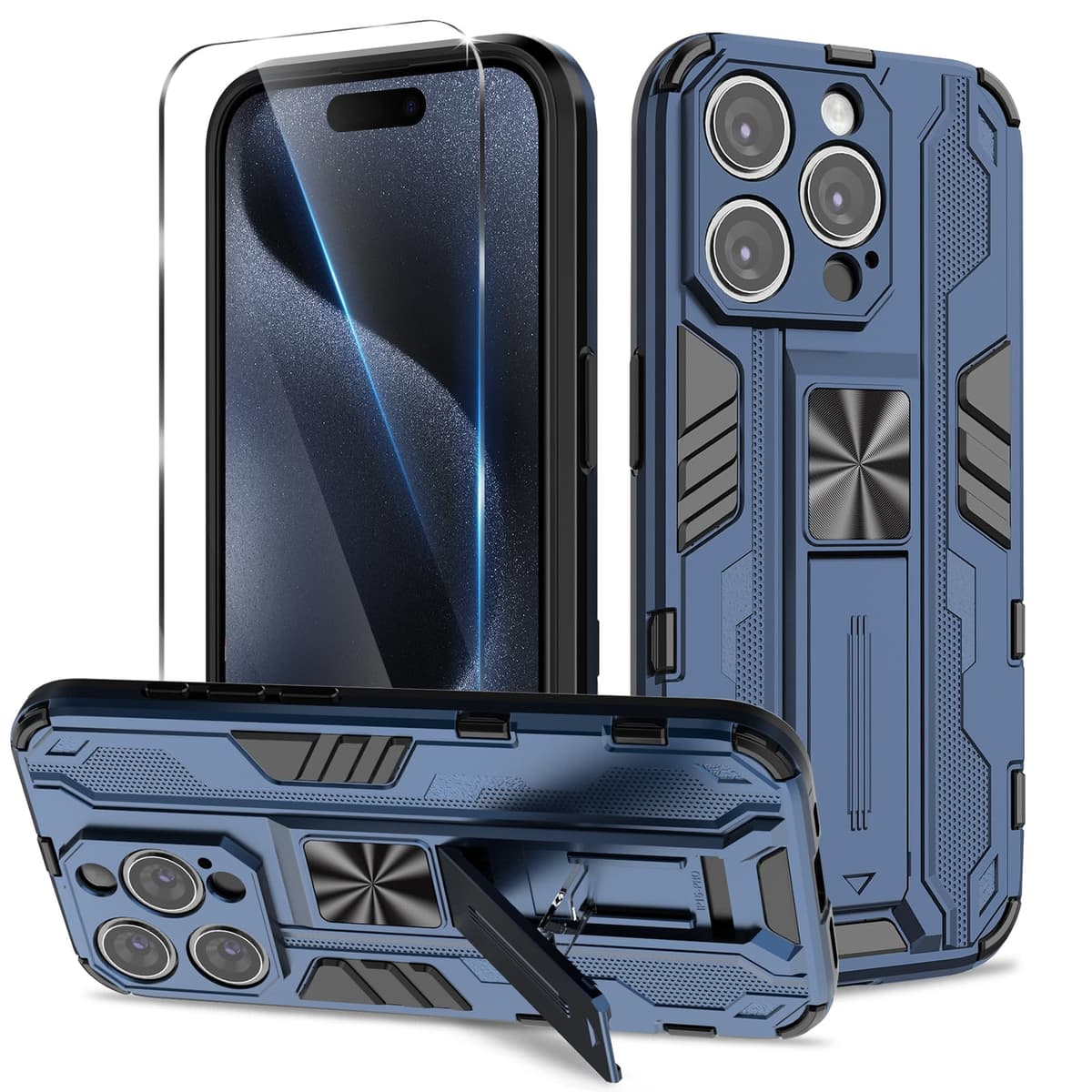 Funda para CMF Phone 2 Pro, Carcasa Antigolpes con Soporte anular metálico, Case Protectora de Grado Militar, Negro — view 1051