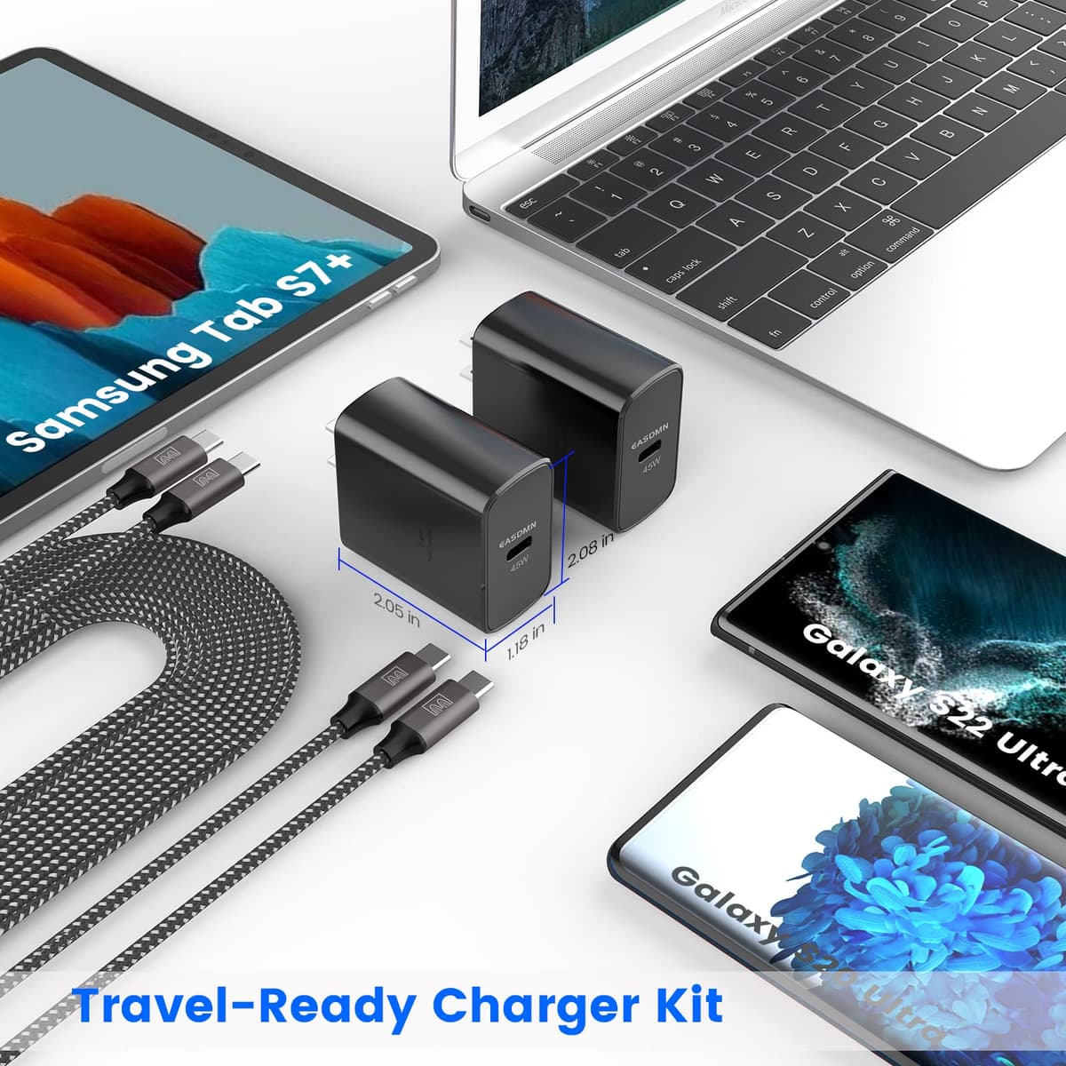 Super Fast Charger Type C, [2 Pack] USB-C Charger PD/PPS Wall Charging Block for Samsung Galaxy S26 Ultra/S25 Ultra/S25+/S25/S24/S23 Ultra/S23+/S22 Ultra/S22+/S20 Ultra, Tab S8(with 2X 6.6ft Cable) — view 9