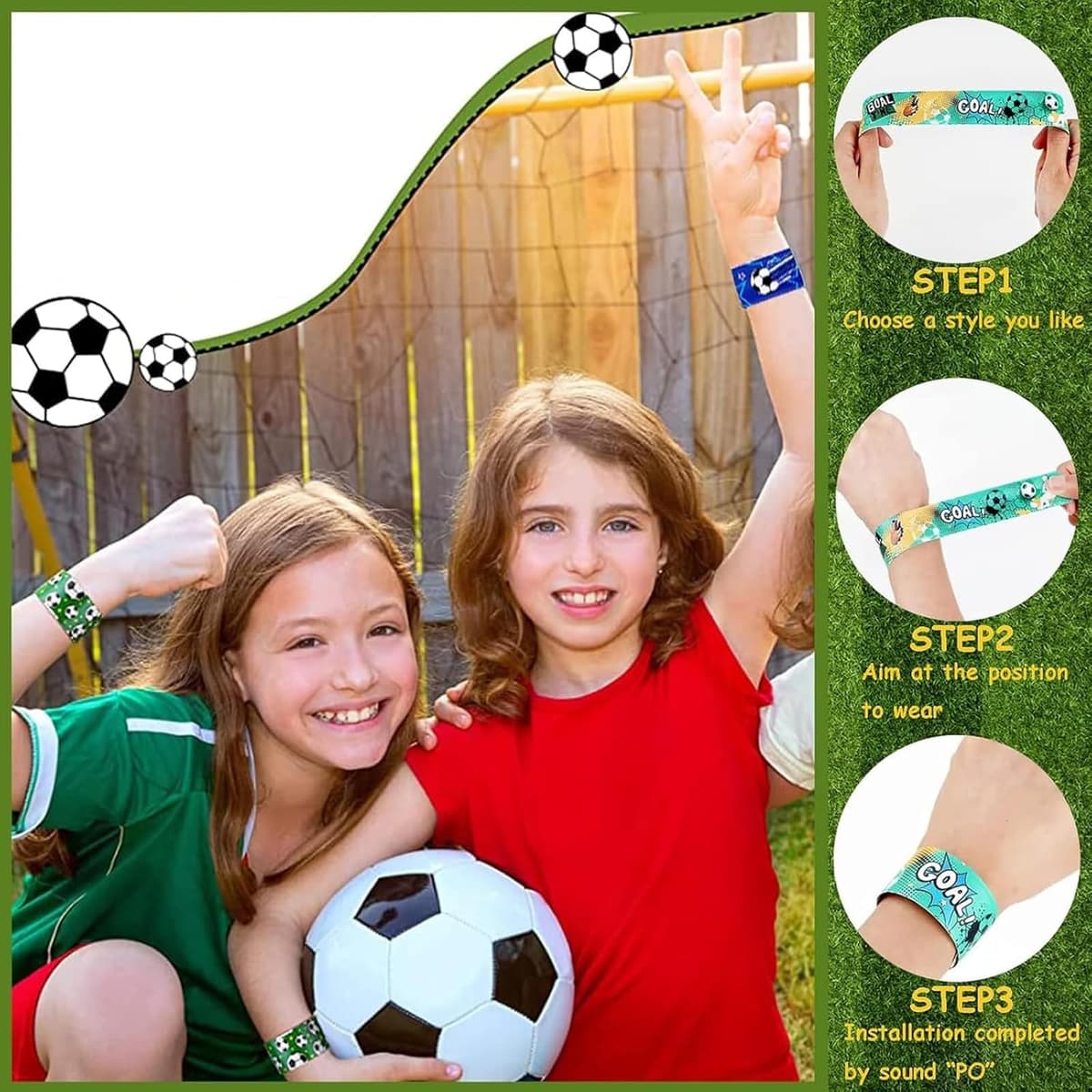 20PCS World Cup Football 2026 Football Gifts for Boy Slap Bands (Random Style) Colorful Wristbands Feature Bold Designs Including National Team ​Themes Game Day Decoration 22x3cm — view 3
