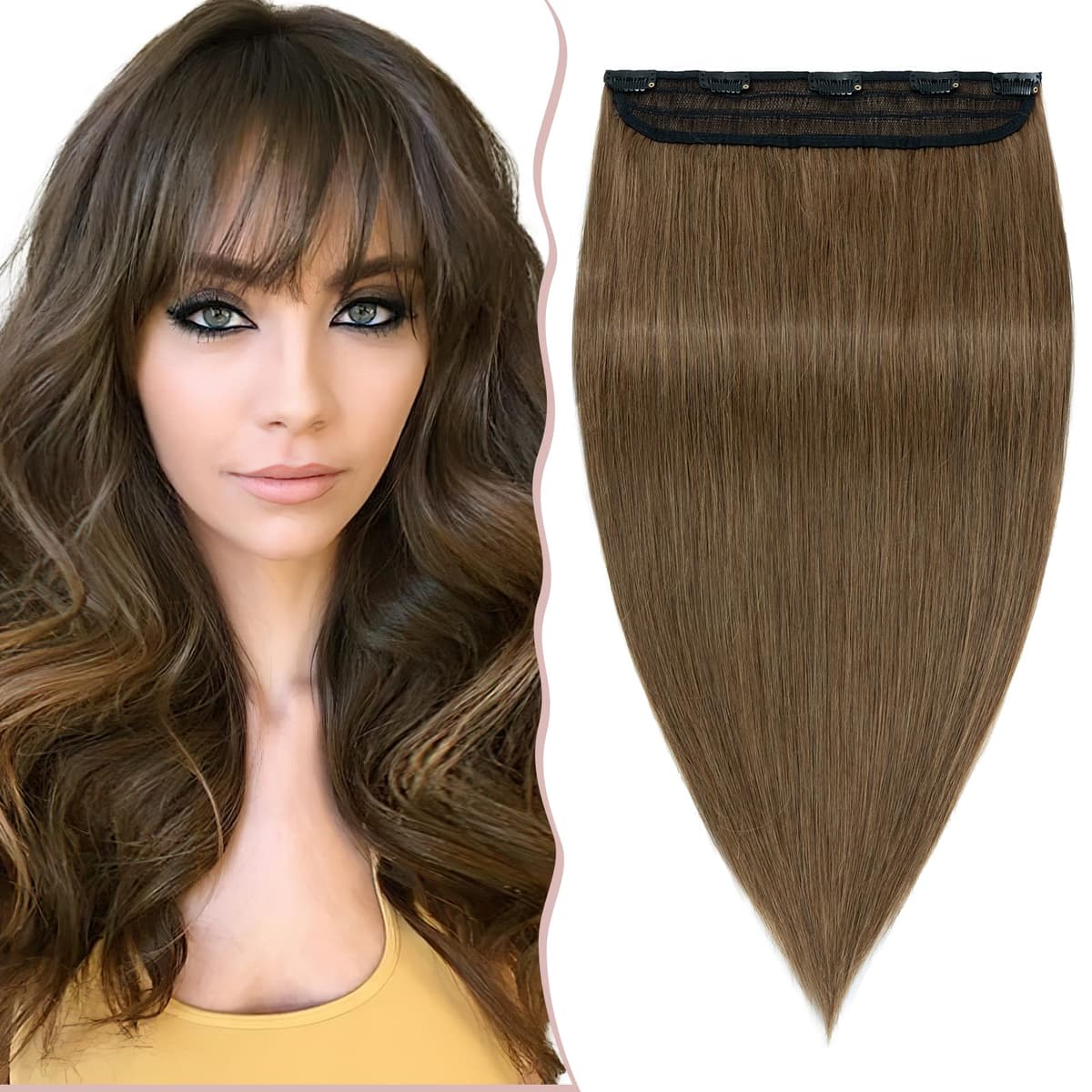 12 inch Clip in Hair Extension Human Hair One Piece 100% Real Remy [#2 Dark Brown] 3/4 Full Head Straight Hair Pieces for Women Invisible Short (40g) — view 44