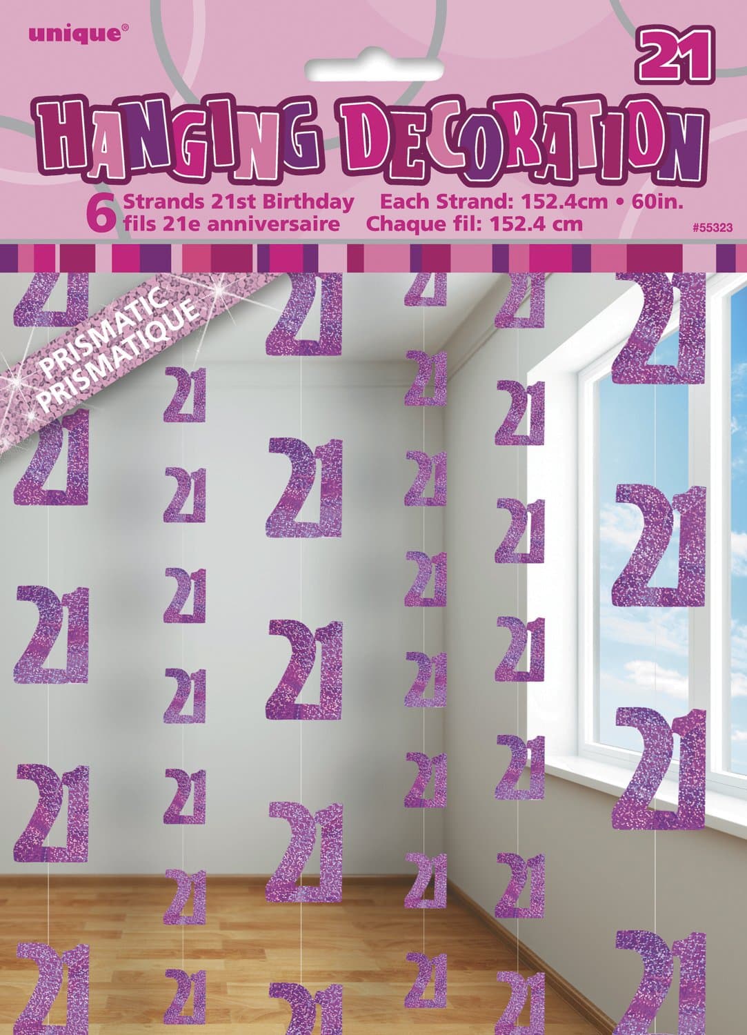 Unique Party 92068 - 9ft Foil Glitz Pink Happy 80th Birthday Banner — view 28