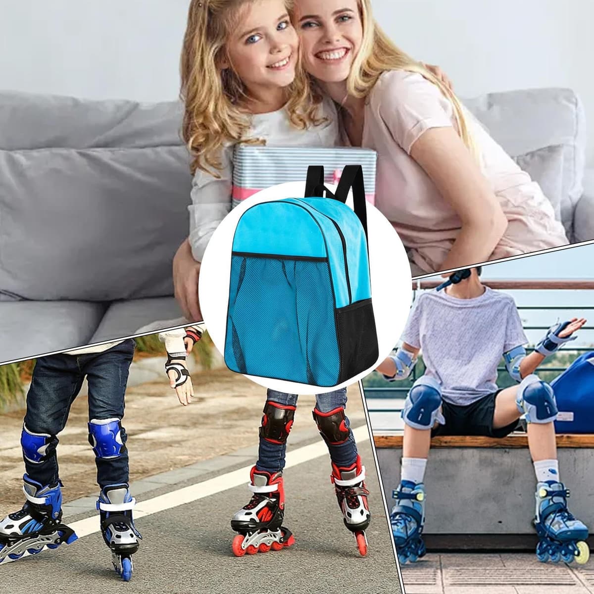 Mochila Para Almacenamiento De Patines - Estuche Para Patines Con Compartimentos Multifuncionales De 35x17x43cm | Mochila Deportiva Ajustable | Mochilas Deportivas Resistentes A La Intemperie Para Cas — view 4
