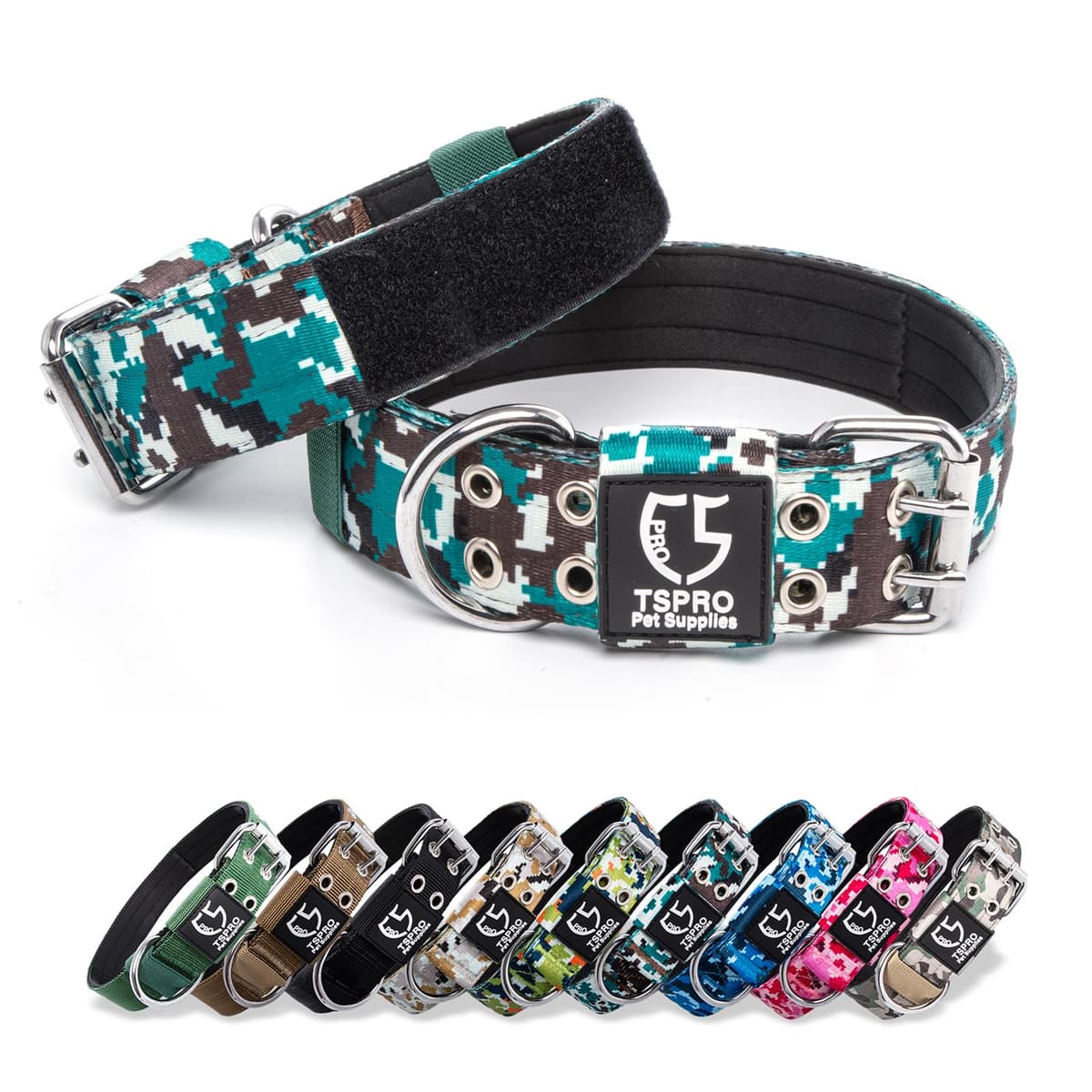 TSPRO Collar Táctico para Perros Ajustable, Collares con Broche de Metal Robusto, de 3,8 cm de Ancho, Duradero y Cómodo para Perros Medianos y Grandes (Negro M) — view 53