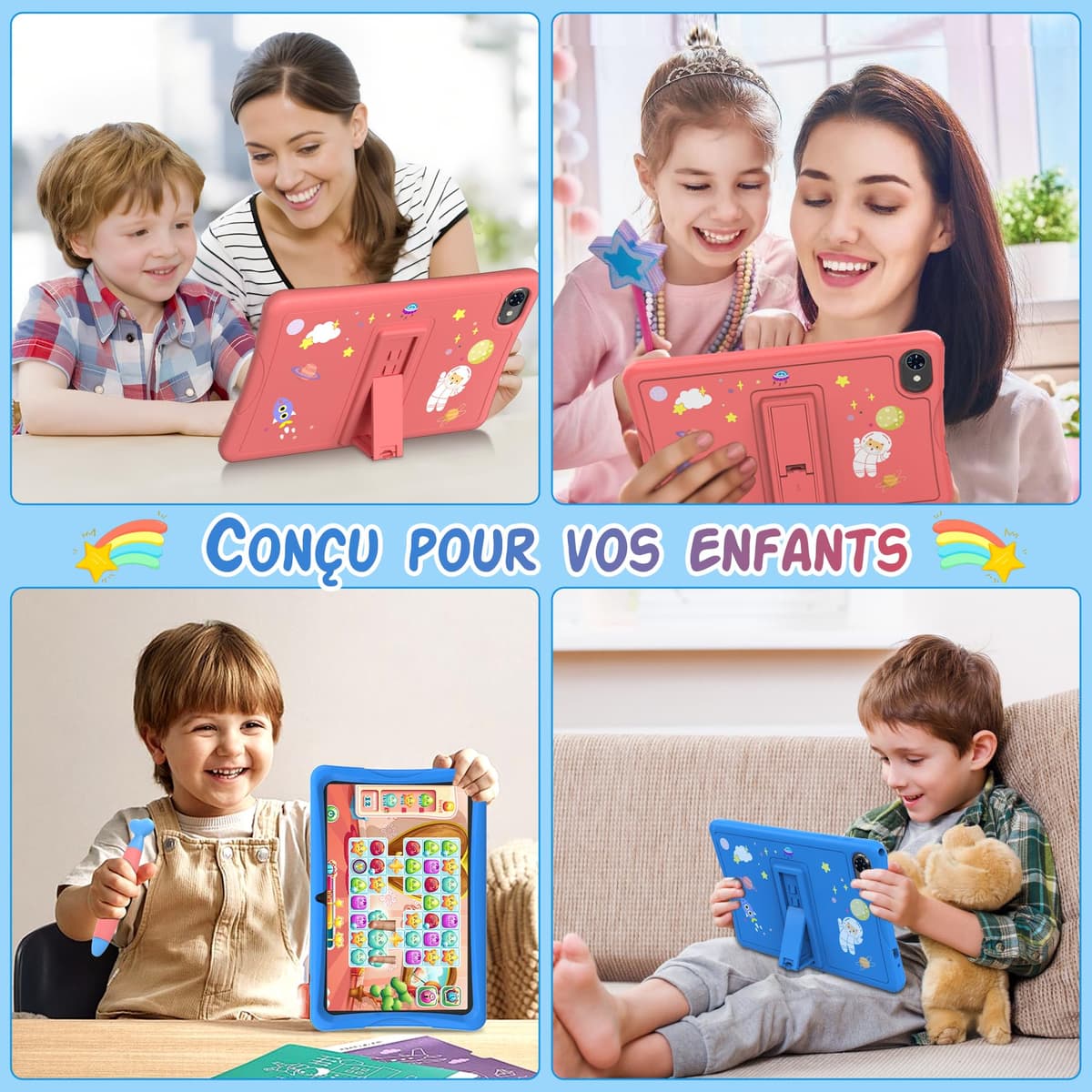 TABWEE K10 Tablet para Niños 10 Pulgadas, Tableta Infantil Android 15, 12 GB RAM (4+8) 64 GB ROM (TF 2 TB), Wi-Fi, Control Parental, Tableta Educativa para Niños con Funda Azul — view 5