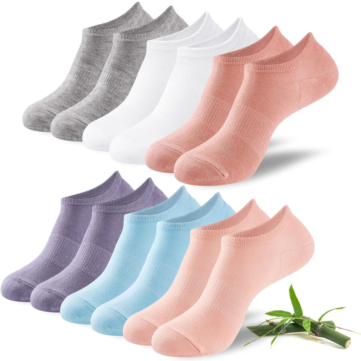 Niofind Bamboo Trainer Socks for Womens and Mens, No Show Ankle Socks Low Cut Invisible Non Slip Liner Socks Multipack Casual Footies for Sneaker Loafers and Boat Shoes — view 20