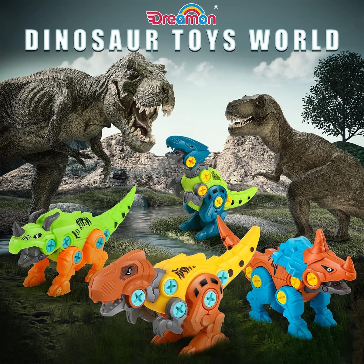 Dreamon Dinosaurios Juguetes para Niños 3 4 5 6 7 Años con Caja de Almacenamiento Taladro Eléctrico Construccion Juguete Dducativos Regalos para Niños Niñas — view 6