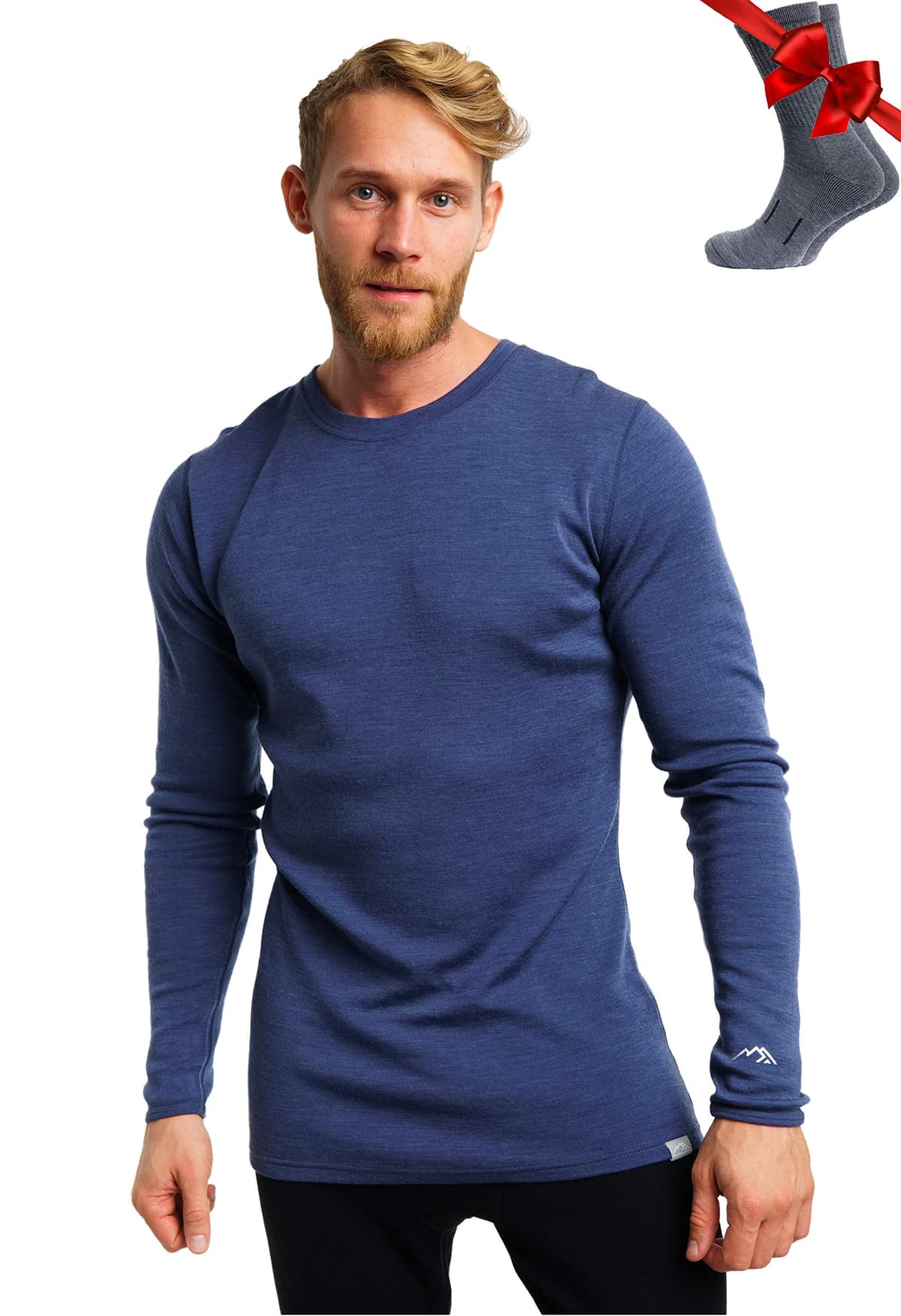 Merino.tech Camiseta Lana Merino Hombre - Deportiva Ropa Térmica 100% Lana Merino Ligero, Medio, Pesado con Calcetines — view 22
