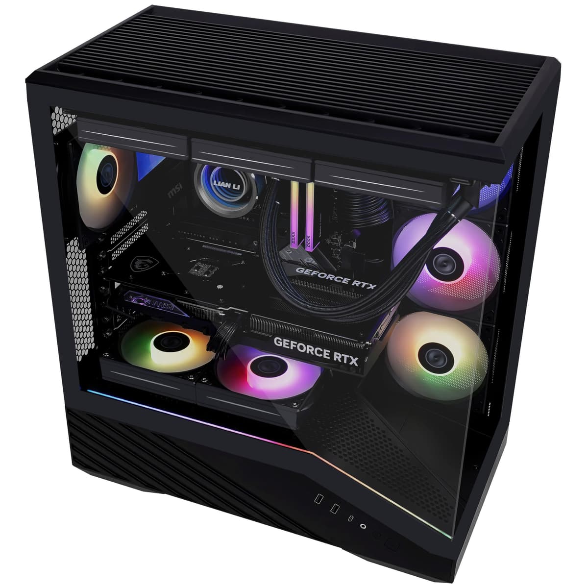 Lian Li V100 Mid Tower Case – Black, ATX Support, Mesh Front Panel, Tempered Glass, USB-C, Tool-Free Side Panel — view 4
