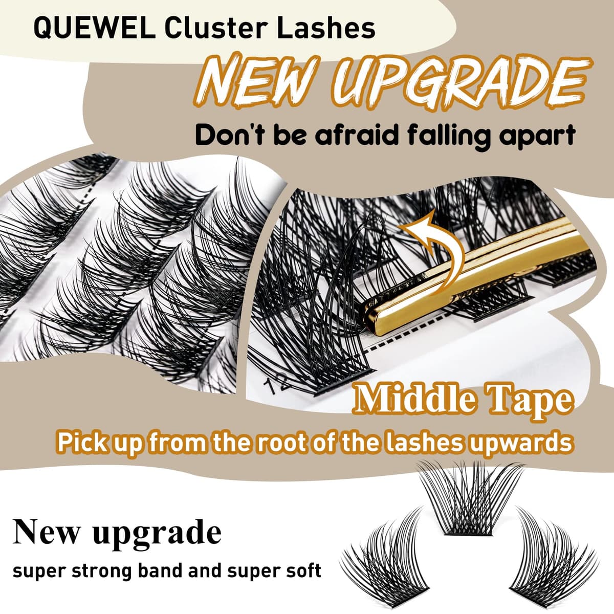 QUEWEL Individual Lashes 72 Pcs DIY Cluster Eyelashes C Curl 8mm Mega Matte Eyelashes Individual Volume False ELashes Soft & Light For Home Use(Flufy-C-8mm) — view 2