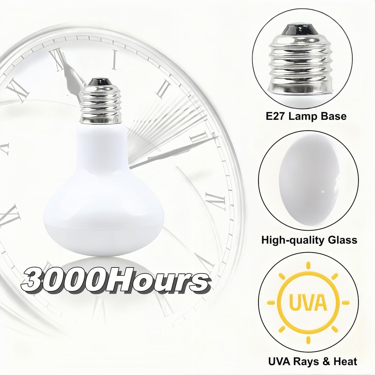 Reptile Heat Lamp Bulb 100W-2Pack, Daylight Basking Spot Lamp Bulb, E27 Vivarium Tortoise Light for Reptile, Bearded Dragon, Lizard, Snake — view 5