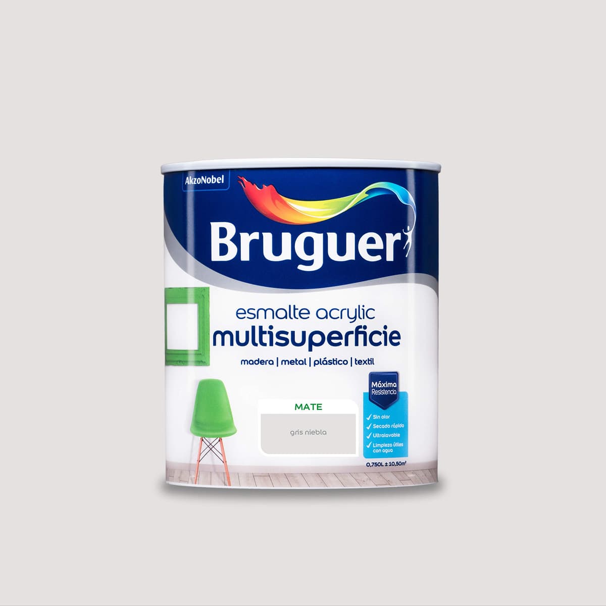 Bruguer Acrylic Multisuperficie Esmalte al agua Satinado - Pintura 750 mL, Blanco Permanente — view 80