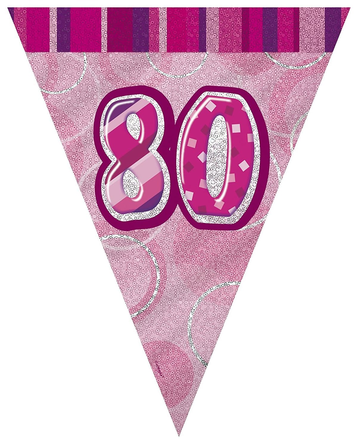 Unique Party 92068 - 9ft Foil Glitz Pink Happy 80th Birthday Banner — view 241